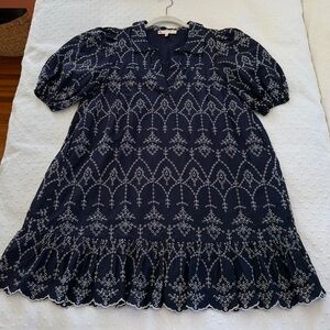 Jude Connally Navy Eyelet Lace Puff Sleeve Dress
Small